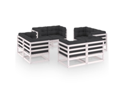 Conjunto de muebles de jardín con cojines de pino macizo, Dkd Home Decor