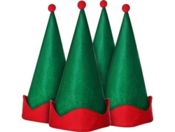 Sombreros De Elfo De Fieltro Verde Con Pompon Rojo Para Fiesta Navideña Y Celebraciones