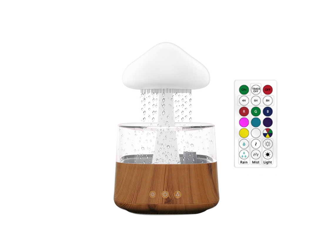 Humidificador de nube para el hogar, difusor de fragancias, luz para dormitorio con control remoto, grano de madera Cuich
