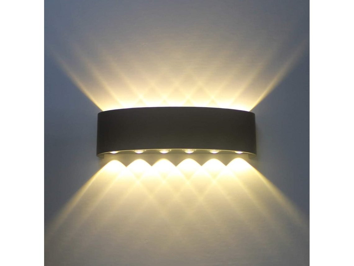 Arruela de Parede Interior Preta Led 12w Modern Wall Light, Arruela de Luminária de Alumínio, Cima Baixo Spot Luz Noite Lâmpada Sala Quarto Hall Escada Cam