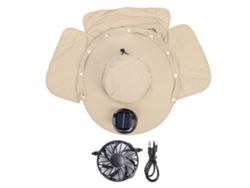 Anub chapéu de Sol com Ventilador Solar Recarregável Usb Ajustável Upf50 Aba Larga para Pesca Praia Jardim Esportes Ao Ar Livre Bege