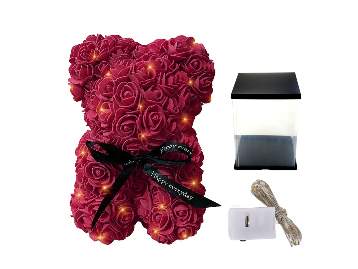 Oso de rosas artificiales hecho a mano, regalos creativos y románticos para el Día de San Valentín.