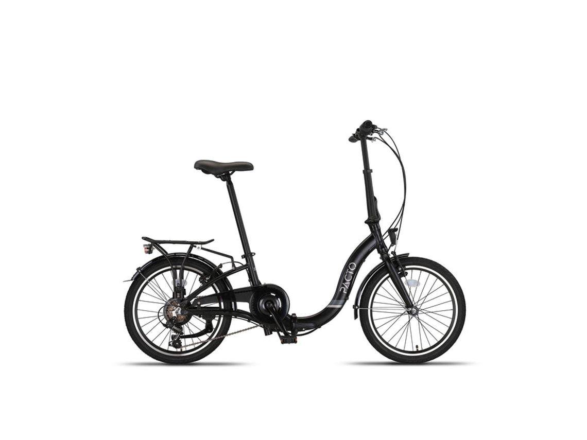 Bicicleta Plegable PACTO SIX negro - 6 marchas Shimano - frenos de llanta