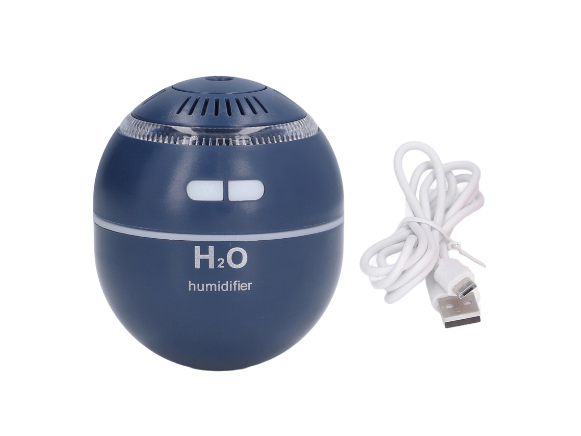 Mini humidificador esférico para el hogar con luz RGB de colores y recarga de agua.