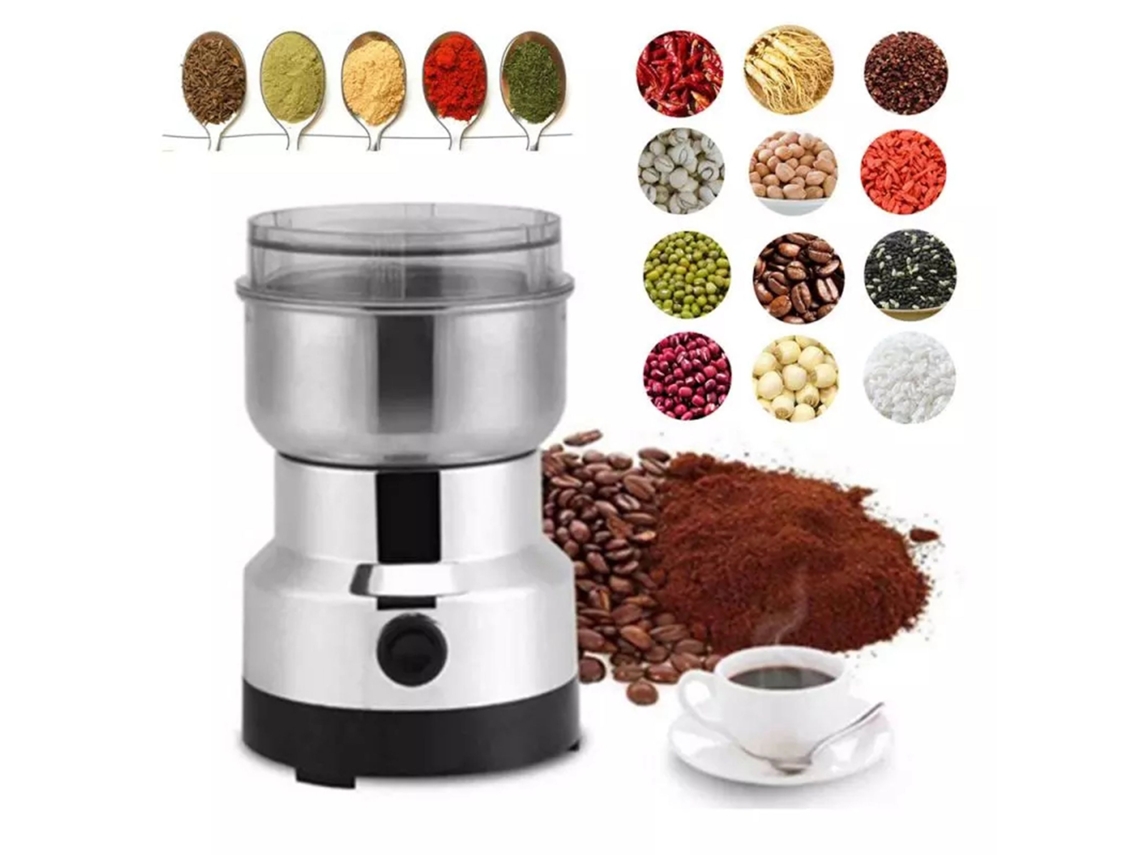 Molino eléctrico para cereales, hierbas, especias, frutos secos y cereales con protección contra sobrecarga y parada automática al abrir la tapa