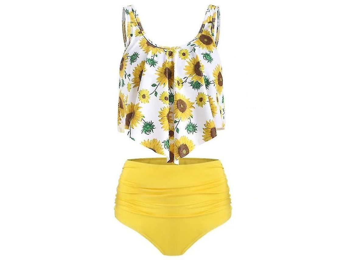 2026-conjunto De Bikini Tankini Para Mujer Con Volantes Y Cintura Alta Traje De Baño Playa De Poliéster Relleno