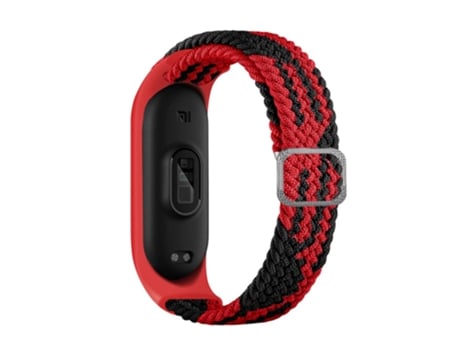 Correa de nailon lazo elástico ajustable elásticos trenzados para Xiaomi Mi Band 5/Band 6/Band 7 - rojo/negro