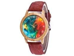 Reloj De Pared De Piel Para Parejas Nebulosa Colorida De Acero Inoxidable Café