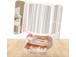 Espejo De Maquillage Avec Éclairage - Éclairé A Trois Plis Grossissement 3x/2x/1x,voyage Portable