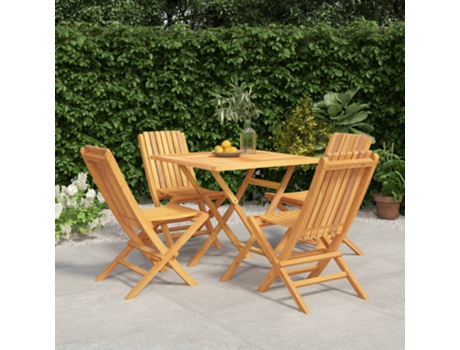 Conjunto 5 de comedor para jardín VIDAXL madera maciza de teca