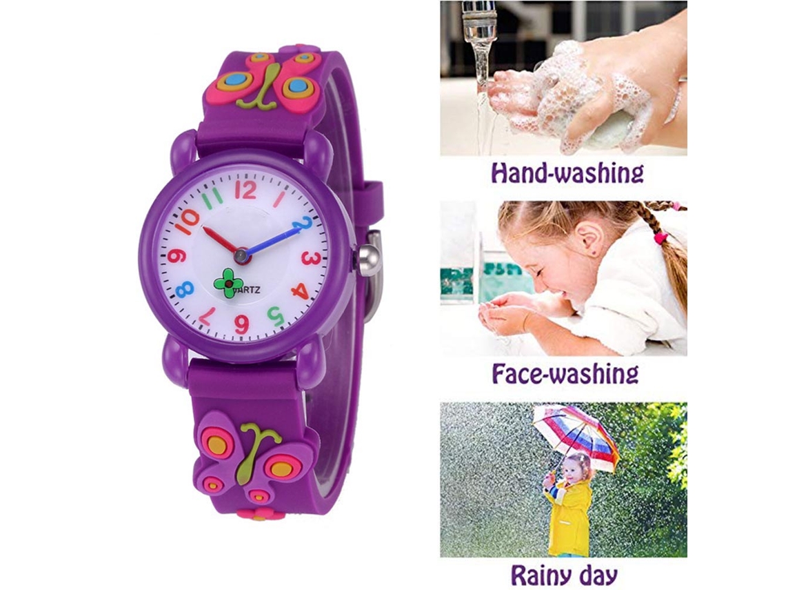 Reloj Infantil Con Diseño De Mariposa En 3d, De Pvc Resistente Al Agua, Para Niños De 3 A 8 Años.