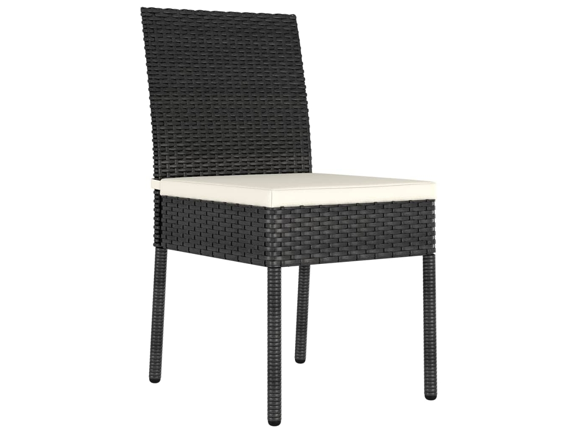 Pack 2 Uds Sillas De Comedor De Jardín | Silla De Exterior | Sillon Jardín Ratán Sintético Negro Wsd39363