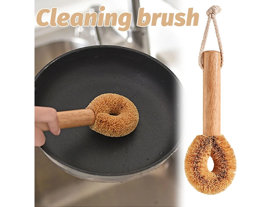 Cepillo De Limpieza Con Mango De Madera Y Cerdas Naturales, Perfecto Para Limpiar Ollas Y Sartenes, Duradero Y Ecológico.