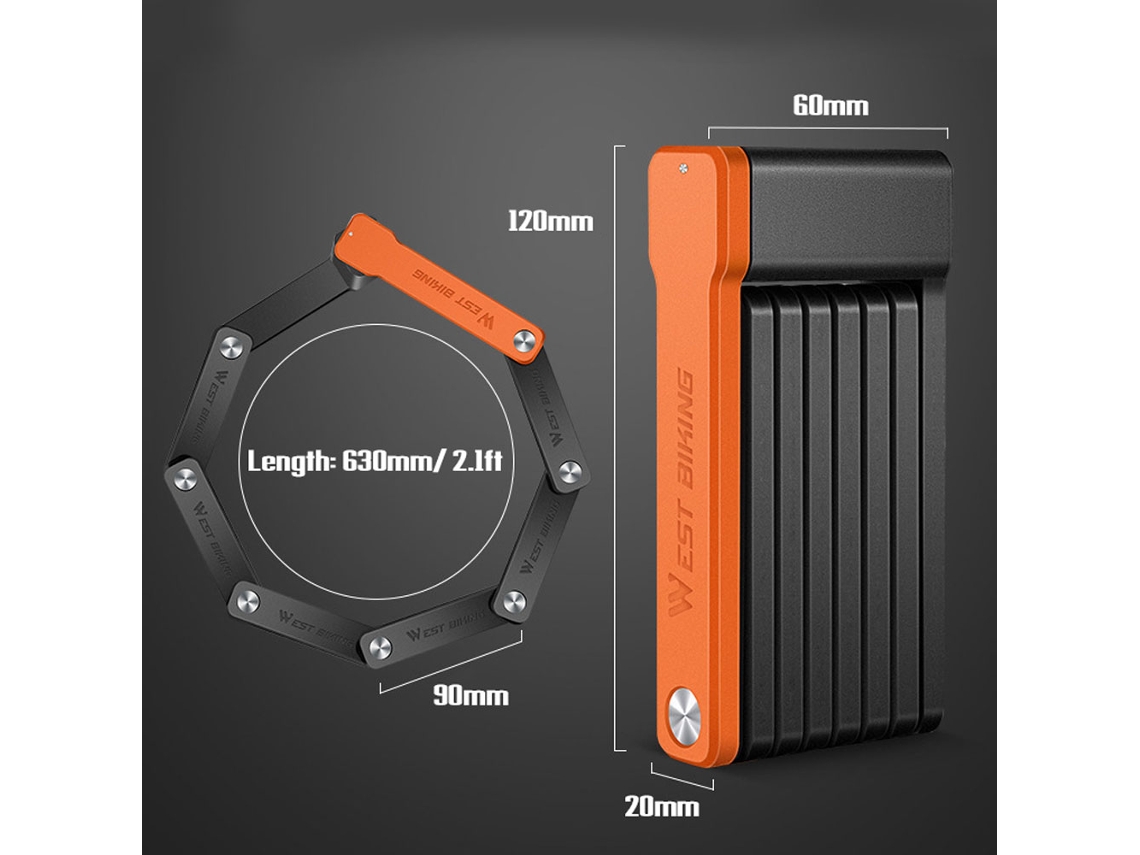 Candado Plegable Compacto West Biking Resistente Antirrobo Con 3 Llaves Para Bicicleta Bicicleta Eléctrica Scooter