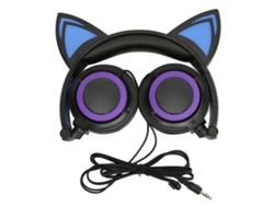 Auriculares Con Cable, Orejas De Gato, Bonito Diseño De Dibujos Animados, Luces Led Y Reducción De Ruido.