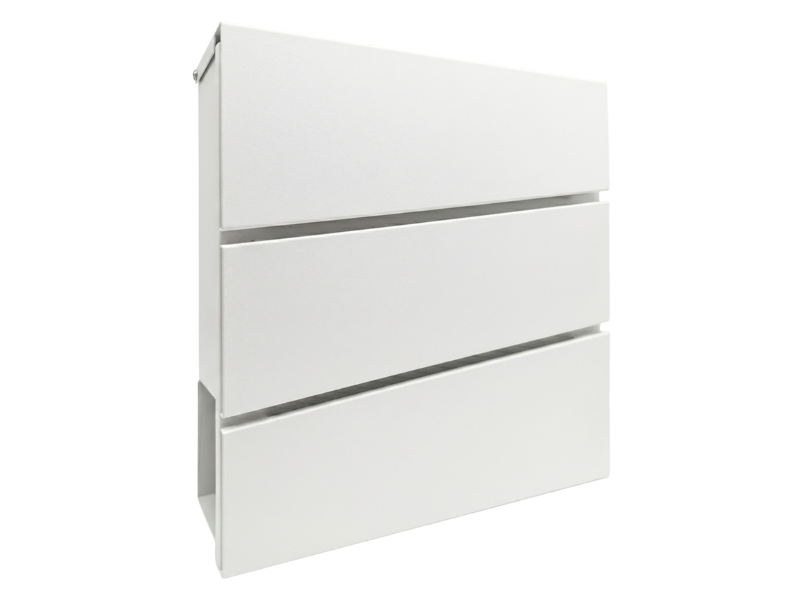 Buzón RELAXDAYS con compartimento para periódicos, 37,5 x 35,5 x 10,5 cm, DIN C4, resistente, 4 llaves, blanco