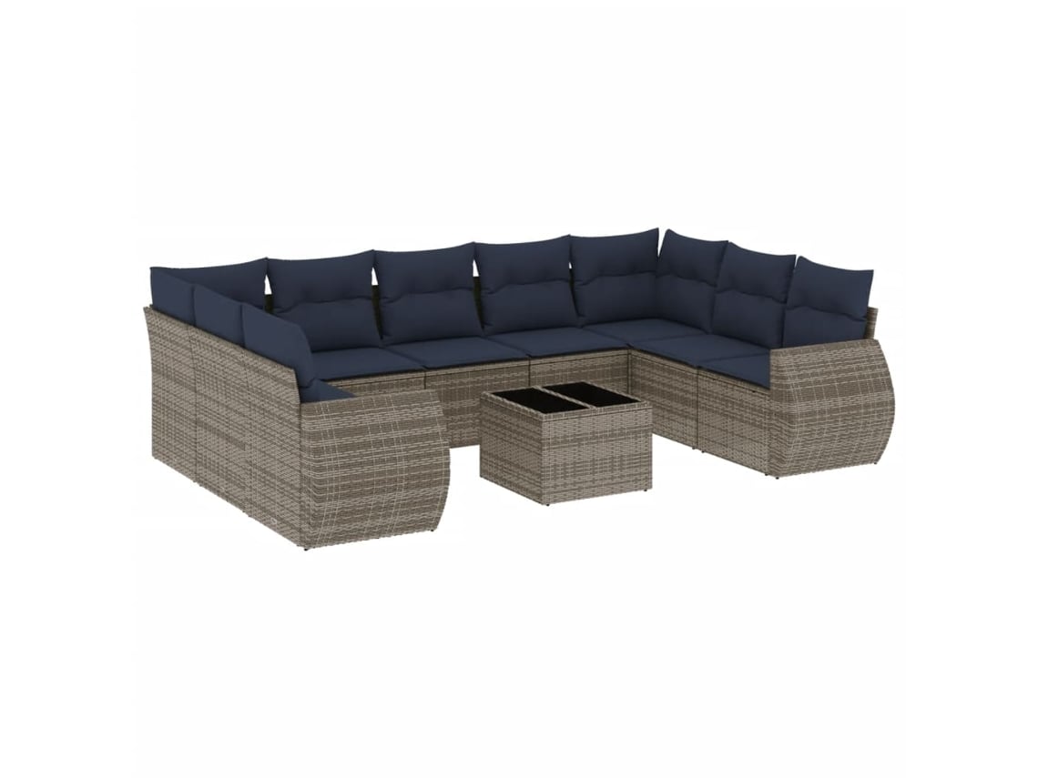 Maison Exclusive - Conjunto De Sofá De Jardín De 10 Piezas Con Cojines, Poliratán Gris