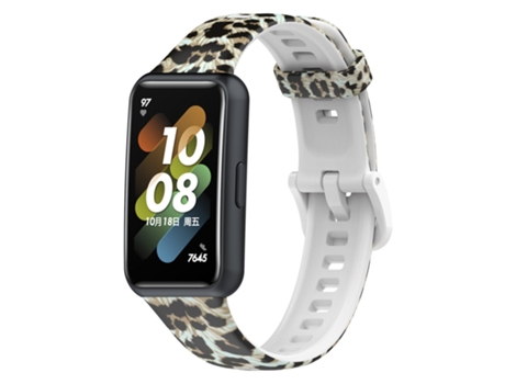 Correa de reloj de TPU Huawei Band 7 (estampado de leopardo marrón)