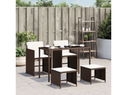 Juego de comedor de jardín de 5 piezas con cojines de mimbre marrón de DKD Home Decor
