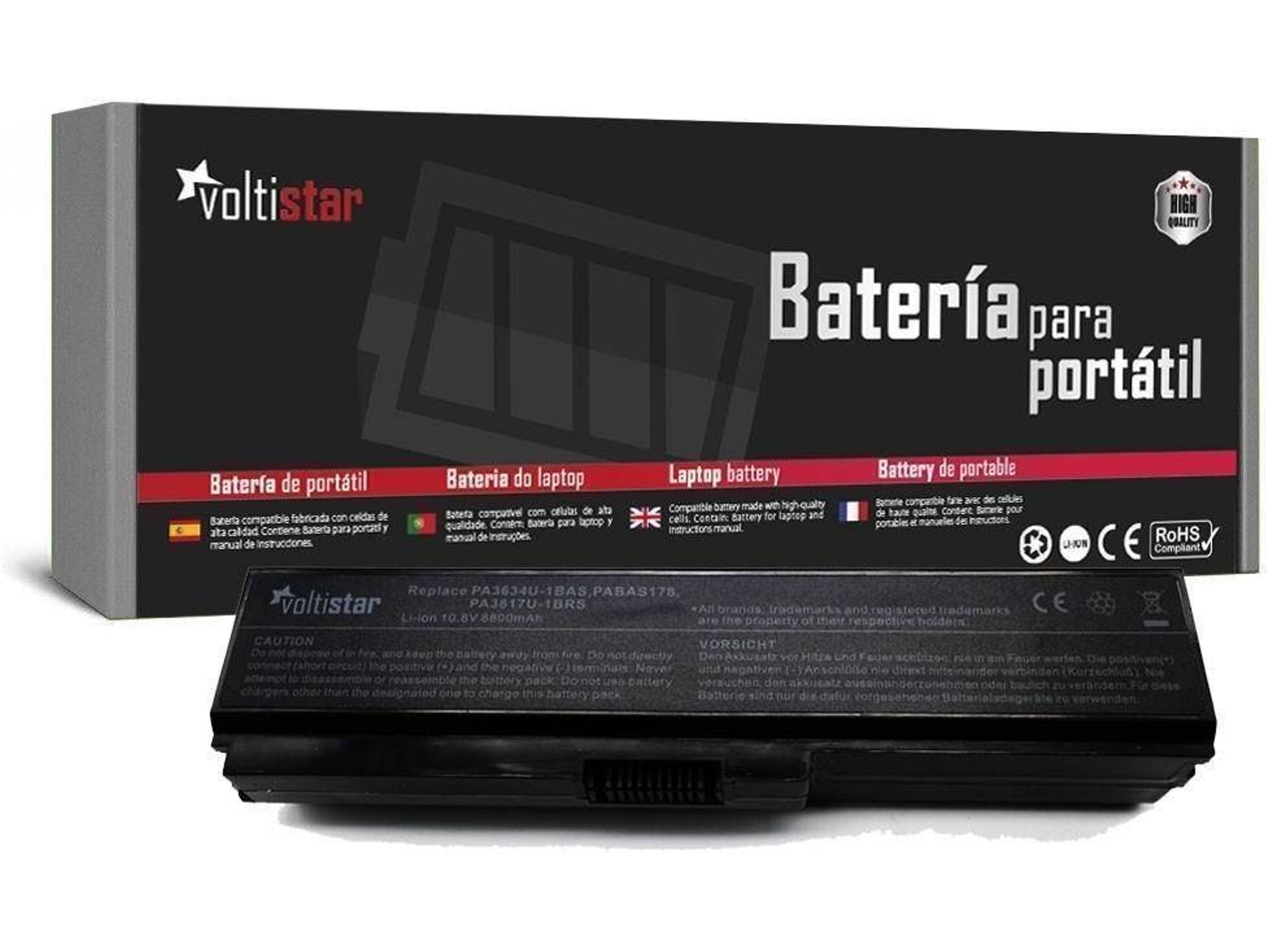 Batería para Portátil VOLTISTAR Toshiba Satellite L310 L510 L710 Pa3634U-1Bas Alta Capacidad
