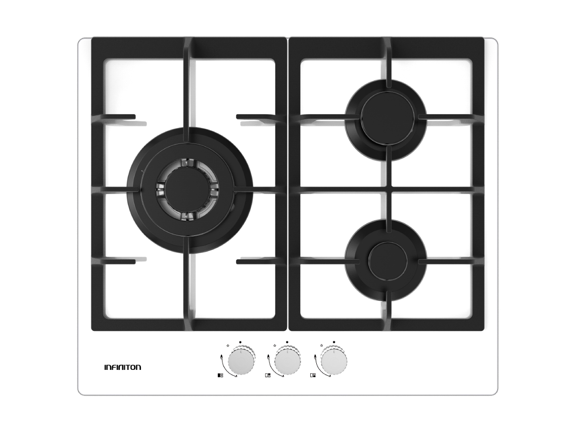 Placa de Gas INFINITON GG-332 (Gas Natural y Butano-Propano - 60 cm - Blanco)