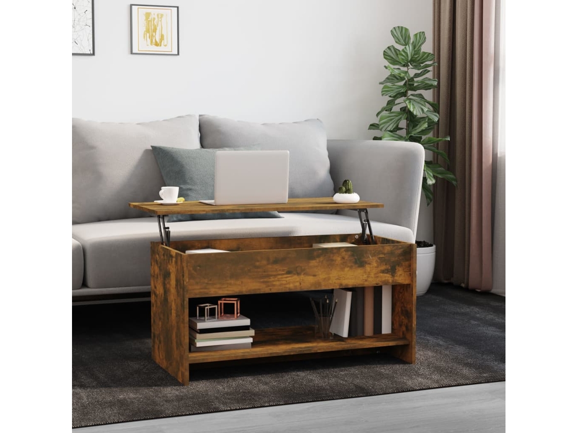 Mesa de Centro Apoyo 102X50X52,5 cm Madera Procesada Roble Fumado