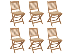 Sillas de jardín plegables de 6 piezas con cojines DKD Home Decor