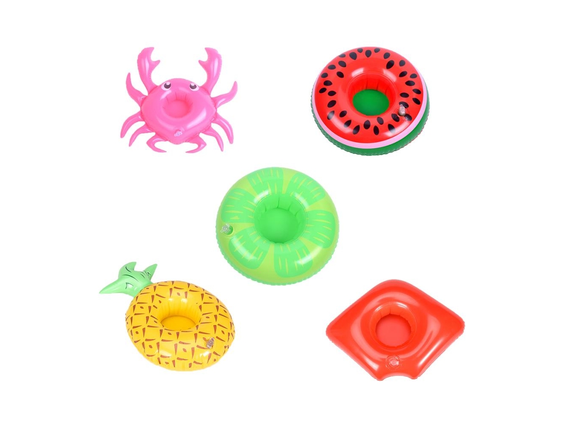 2026-5 Pack Portavasos Hinchables Para Fiesta En La Piscina Flotadores Para Vasos Portavasos Flotantes Fútbol Moda Plato De Agua Hinchable