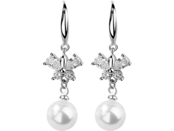 Aretes Colgantes De Plata S925 Con Perla Falsa Y Circonia Cúbica En Forma De Arcoíris Para Mujer