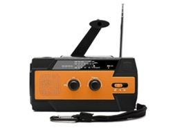 Radio portátil GOKOCO con manivela y cargador solar.