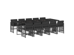Maison Exclusive - Set De Comedor Jardín 11 Pzas Con Cojines Ratán Sintético Negro