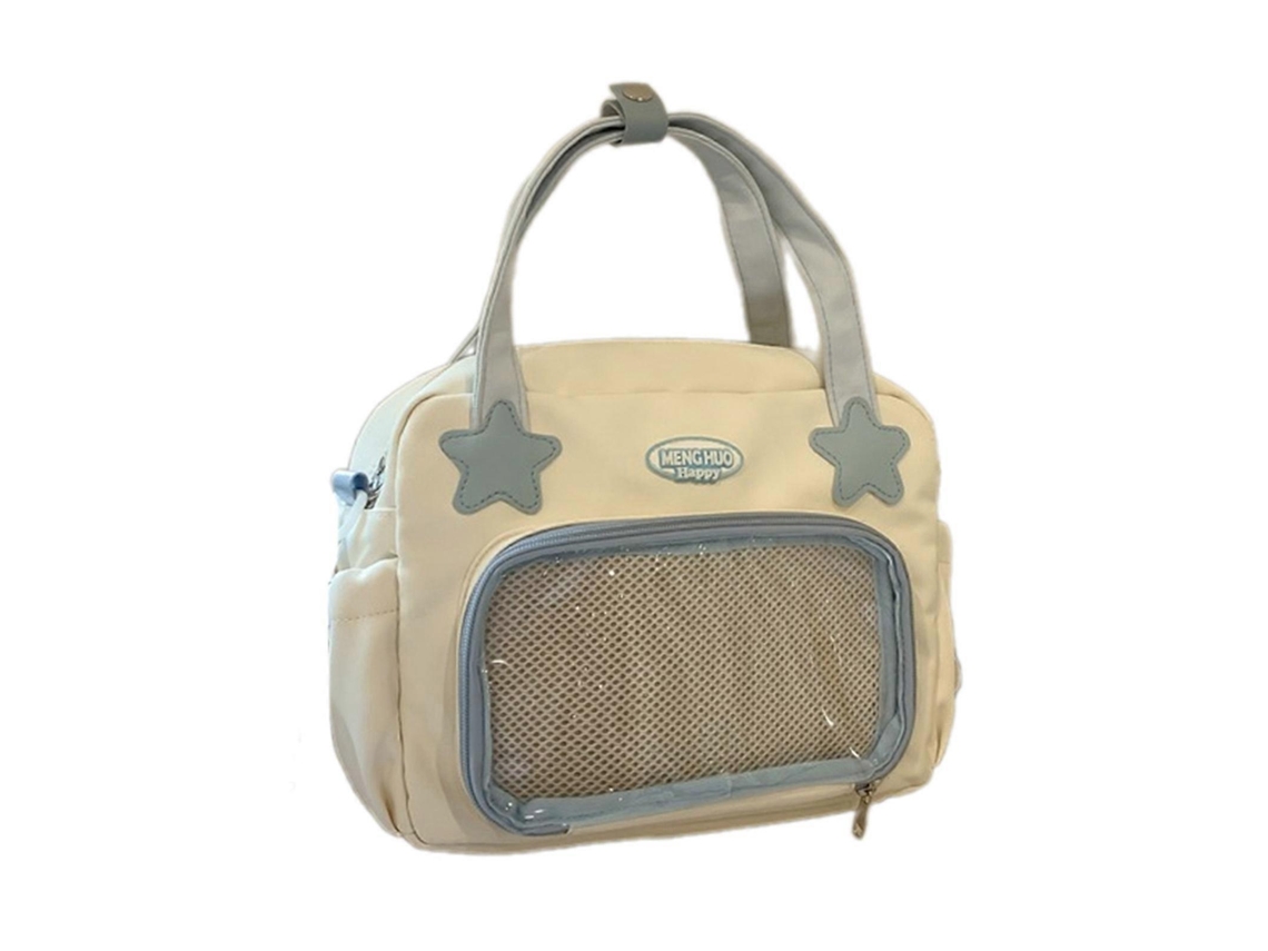 Bolso bandolera Itabag Harajuku para mujer, transparente, estilo japonés, con insignia, blanco.