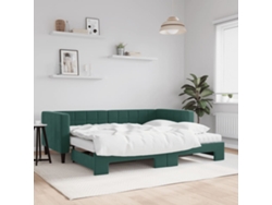 Sofá Cama Nido Con Colchón Terciopelo Verde Oscuro 90x200 Cm