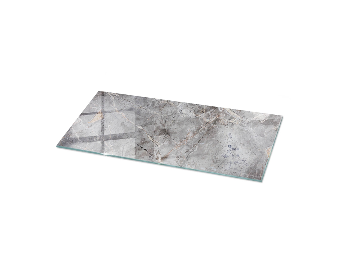 Cristal Para Mesa Rectangular Espelharte (125x50 Cm - Patrón De Mármol Natural - Gris)