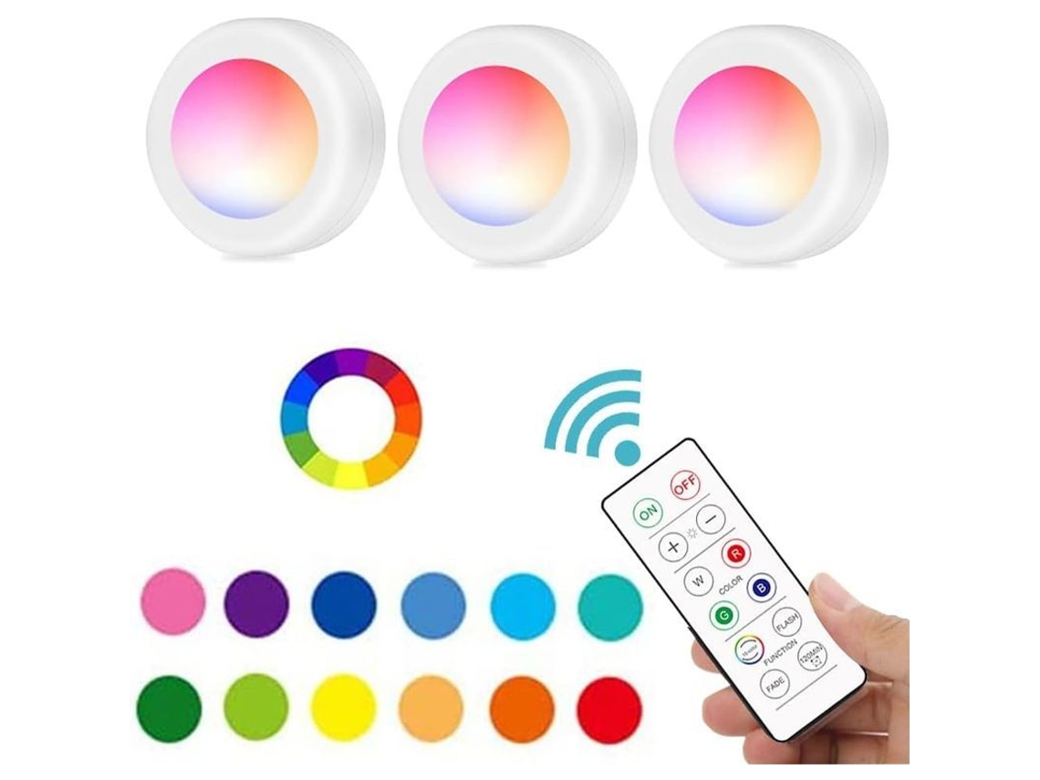 2026-linjou Luzes Sem Fio Para Armários Com Controle Remoto 3 Pacotes 16 Cores Led