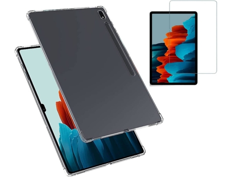 Kit Carcasa + Protector de Pantalla Samsung Tab S8 Plus Esquinas Reforzadas Transparente