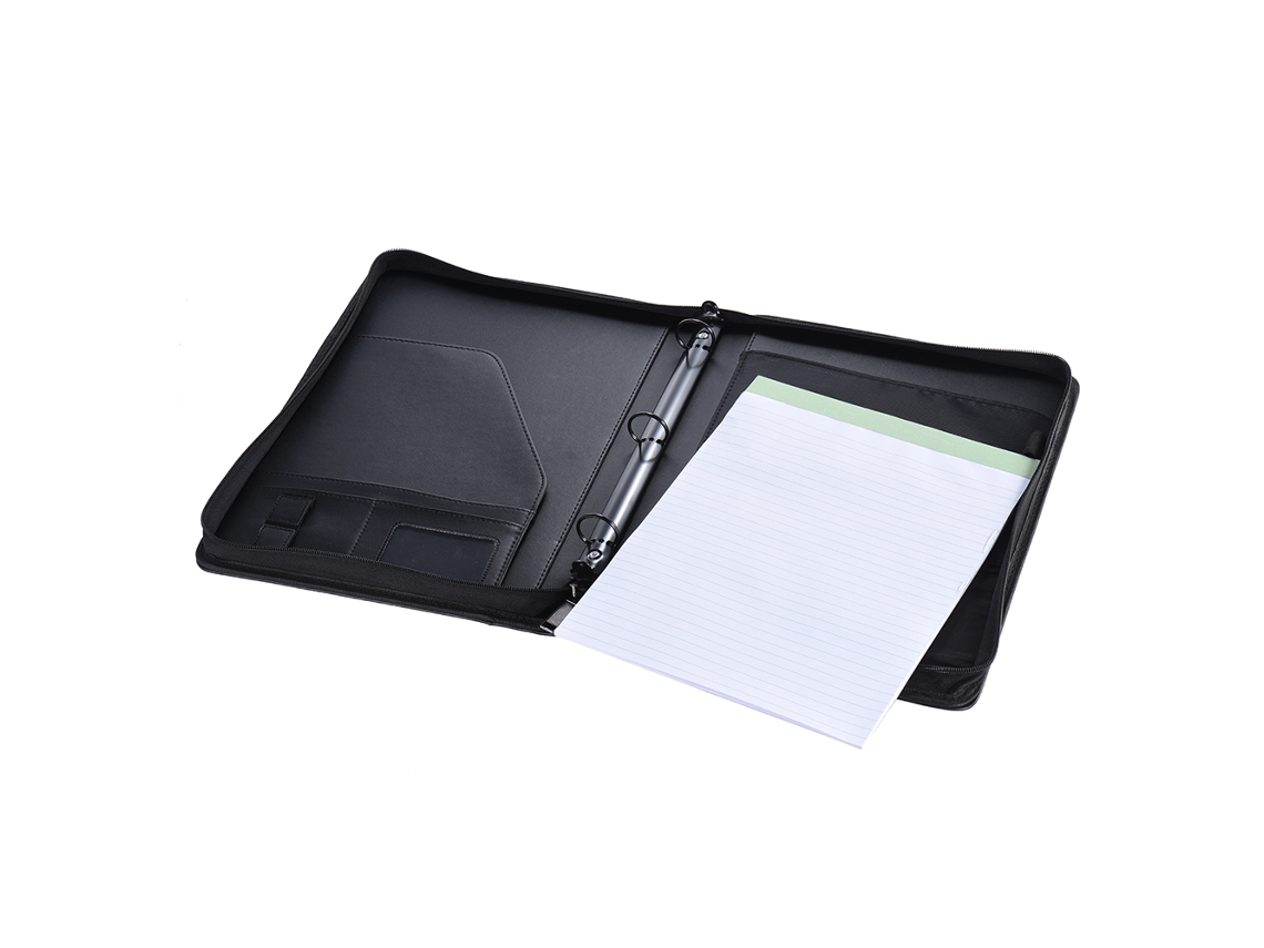 Carpeta Profesional De Cuero Pu A4 Con Cremallera Y Portatarjetas
