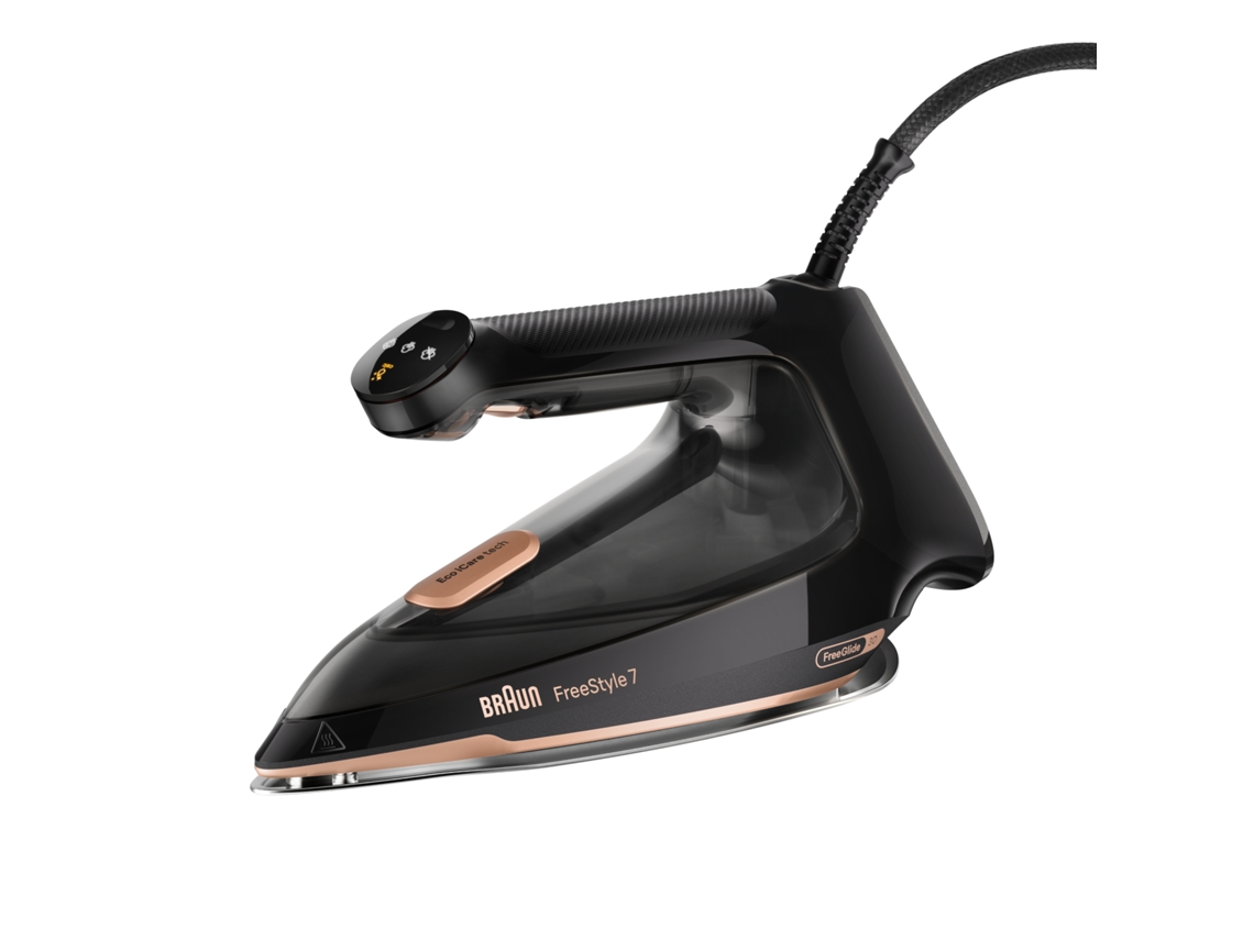 Plancha de Vapor BRAUN FreeStyle 7 FI7276BK (Chorro de vapor 250 g/min - Suela FreeGlide 3D EloxalPlus)