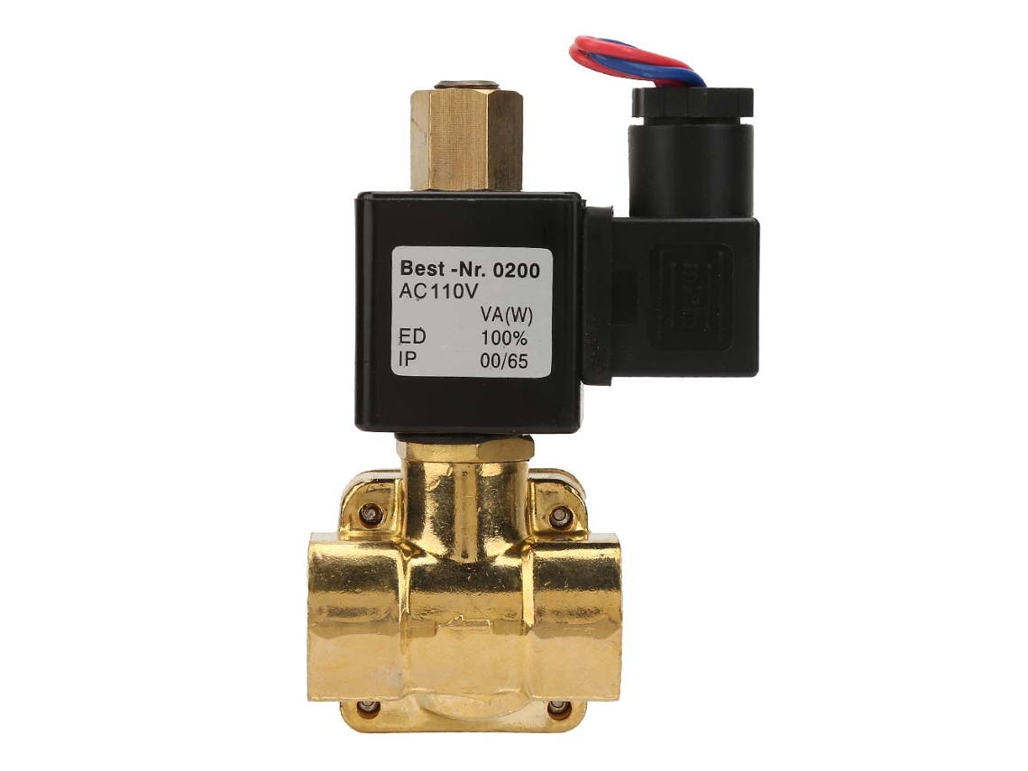 Válvula solenoide de latón normalmente abierta G3/8'' para agua/aire 0-1,6 mpa (AC 110 V)