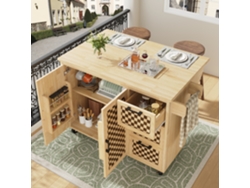 Isla de cocina extensible de 120 cm, diseño de madera.