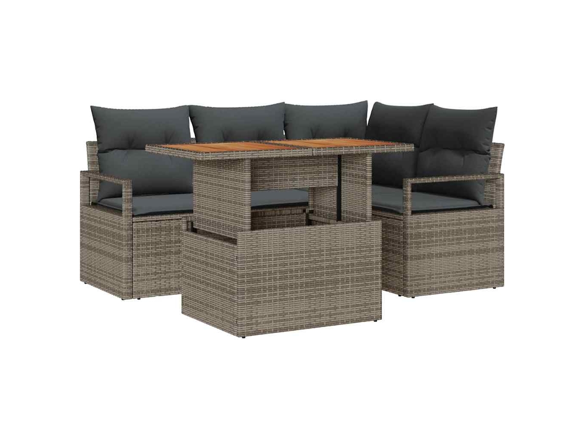 Maison Exclusive - Juego de comedor de jardín de 5 piezas, gris y marrón