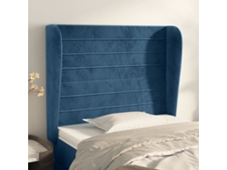 Cabecero Con Orejas De Terciopelo Azul Oscuro 83x23x118/128 Cm