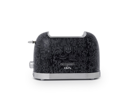 Tostadora SCHNEIDER SCTO2KFAB 2 Ranuras 815W Vintage Colección Keith Haring, Negro Fashionista