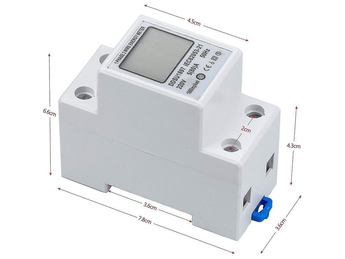 Medidor De Energía Digital Lcd Monofásico 5(80)a Riel Din 35mm Medidor De Kwh Bivolt