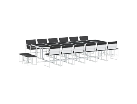 Conjunto 17 de comedor de jardín 1VIDAXL con cojines textilene blanco