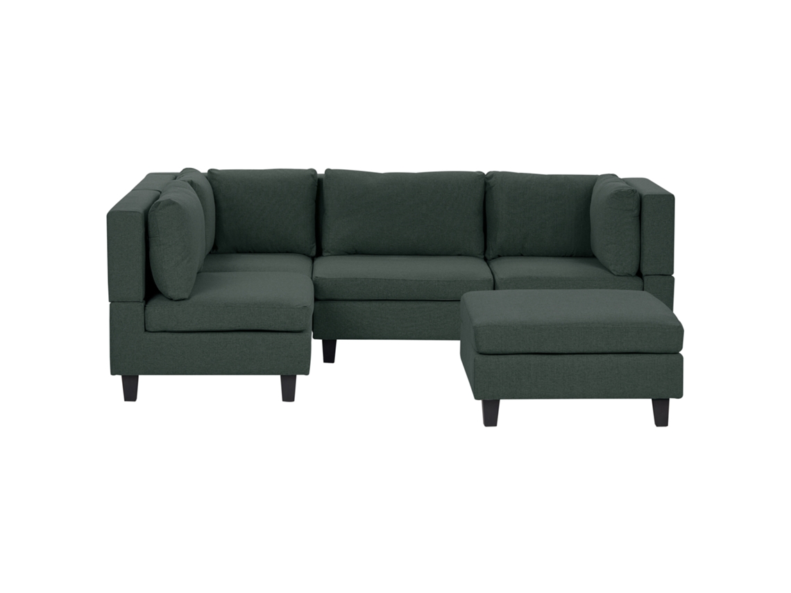 Sofá esquinero con reposapiés BELIANI Unstad de Poliéster Verde 228x152x72