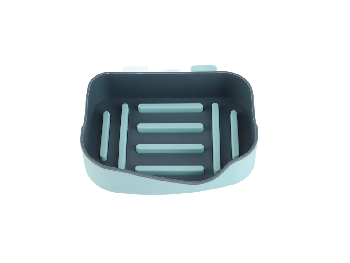 Jabonera De Plástico De Pared Con Desagüe, Color Azul Claro, Para Baño.