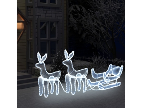 MAISON EXCLUSIVE - Luces de Navidad 2 renos y trineo con malla 648 LEDs