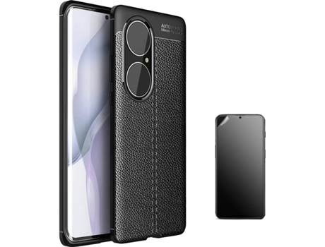 Kit Carcasa + Protector de Pantalla Huawei P50 Pro Rugged Leather Negro