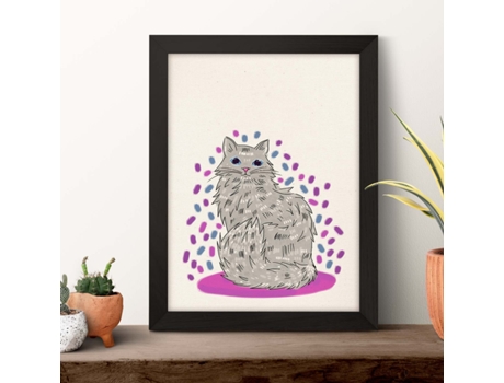 Póster NACNIC de Gato Peludo Gris en , Colorido Divertido .